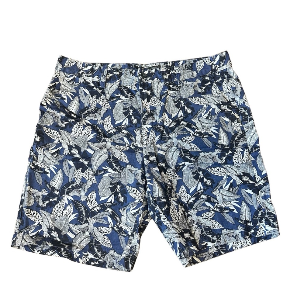 Slate & Stone Blue Tropical Palm Leaves Vacation Shorts